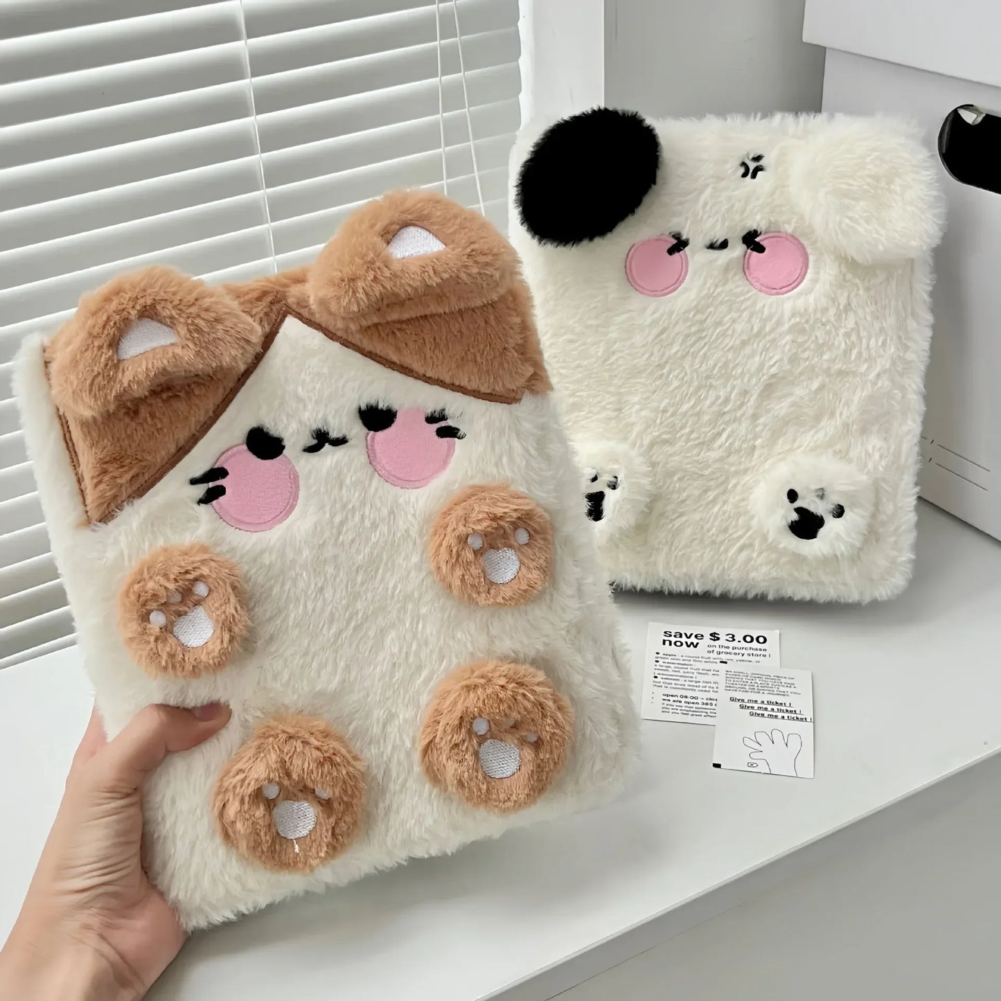 Plush cute dog photo card holder binder