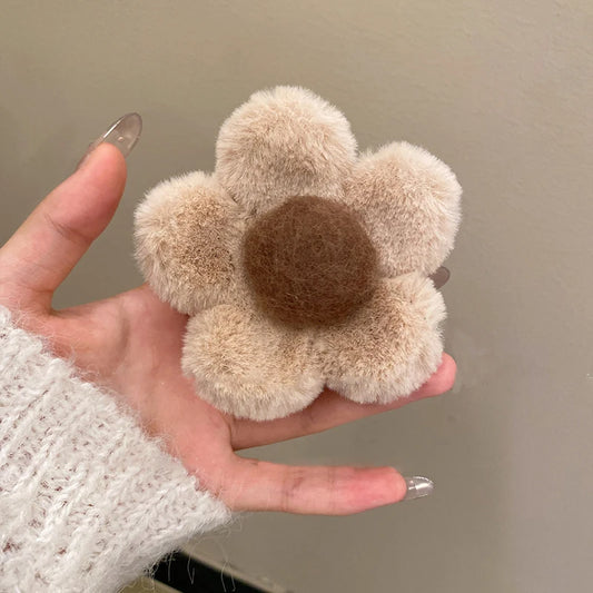 Large Plush Flower Hair Claw