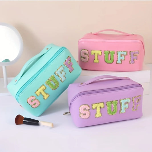 Chenille Letter Travel Makeup Pouch/Toiletry bag