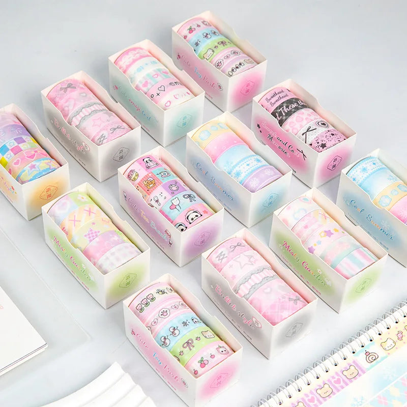 5 roll Cute Girl Heart Washi Tape Sweet Scrap booking Journal Decorative Adhesive Tapes